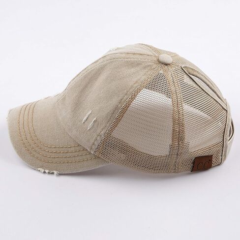 CC Hatsandscarf Exclusives مغسول القطن الدنيم قبعة ذيل حصان قبعة بيسبول قابلة للتعديل (BT-12) (BT-13) in Kuwait