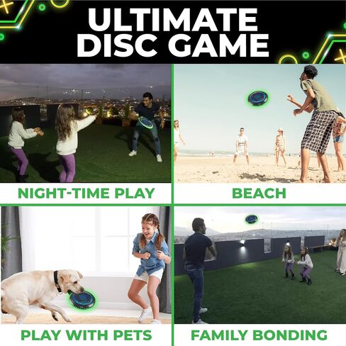 لعبة فريسبي المضيئة بمصباح LED من تويزيري - لعبة فريسبي تتوهج في الظلام للأطفال والكبار، مغامرة القرص الطائر للنهار والليل - سهلة الاستخدام ومثالية لألعاب التخييم in Kuwait