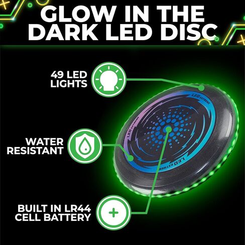 لعبة فريسبي المضيئة بمصباح LED من تويزيري - لعبة فريسبي تتوهج في الظلام للأطفال والكبار، مغامرة القرص الطائر للنهار والليل - سهلة الاستخدام ومثالية لألعاب التخييم in Kuwait