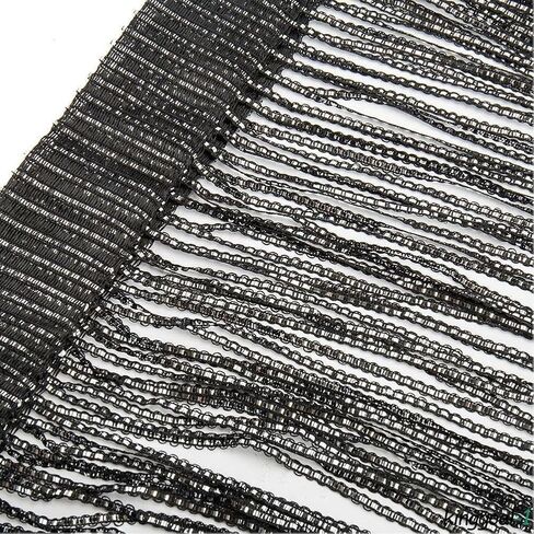 ستائر خيطية مقسمة لستائر الباب مطرزة، شاشة ذبابة لتزيين جدار الباب والنافذة، 200 سم × 100 سم (200 سم × 100 سم، أسود) in Kuwait