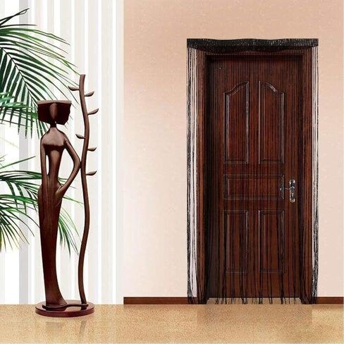 ستائر خيطية مقسمة لستائر الباب مطرزة، شاشة ذبابة لتزيين جدار الباب والنافذة، 200 سم × 100 سم (200 سم × 100 سم، أسود) in Kuwait