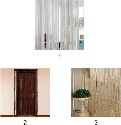 ستائر خيطية مقسمة لستائر الباب مطرزة، شاشة ذبابة لتزيين جدار الباب والنافذة، 200 سم × 100 سم (200 سم × 100 سم، أسود) in Kuwait