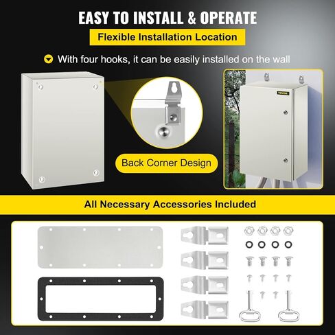 VEVOR NEMA Steel Enclosure, 16 x 12 x 8'' NEMA 4X Steel Electrical Box, IP66 Waterproof & Dustproof, Outdoor/Indoor Electrical Junction Box, with Mounting Plate in Saudi Arabia