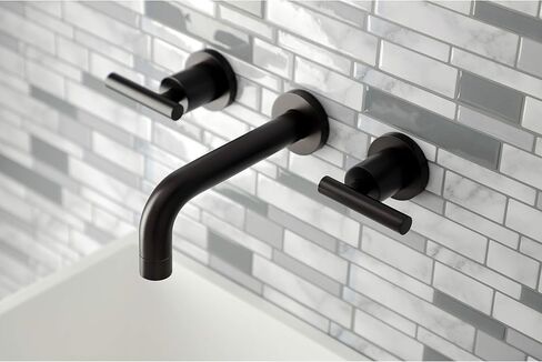 Kingston Brass KS8123CML Manhattan 2-Handle 8 in. Wall Mount Bathroom Faucet, Antique Brass in Saudi Arabia