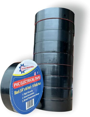 Electrical Tape 3/4" x 66 Feet PVC Electric UL Listed, Flame Retardant, Waterproof, Strong Adhesive PVC Insulation Electrical Tape - 10 Rolls per Pack Brown in Kuwait