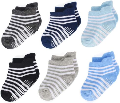 جوارب ESTAMICO للأطفال الأولاد والبنات مضادة للانزلاق للكاحل مع مقابض للأطفال الرضع والأطفال الصغار 6 أزواج in Kuwait