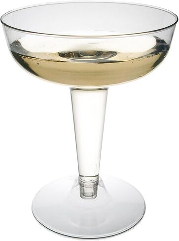 Party Essentials Plastic Champagne Glasses, 20-Count, Clear in Saudi Arabia