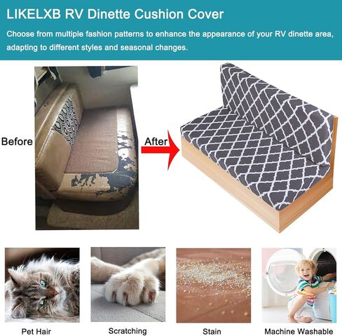 RV Dinette Cushion Covers Set of 2, Printed Camper Cushion Slipcovers, Washable Anti Slip Stretch Fabric (Sage Wild Green) in Saudi Arabia