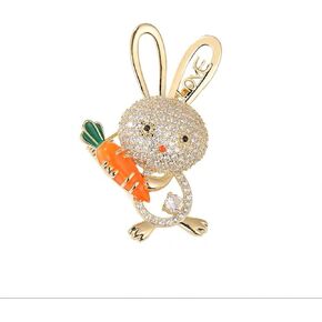 Cute Love Rabbit Crystal Small Brooch Lapel Pins for Women Teen Girls Fashion Sparkly Rhinestone Bunny Animal Brooches Pin Dress Suit Hat Bag Ceremony Clothes Accessories Easter Jewelry Gift for Daughter