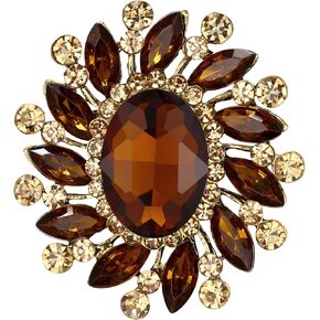 BriLove Austrian Crystal Rhinestone Gorgeous Oval Marquise Brooches for Women