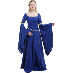 daizbella Medieval Renaissance Costume Handmade Dress with Webbing Decorations