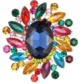BriLove Austrian Crystal Rhinestone Gorgeous Oval Marquise Brooches for Women