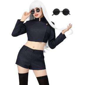 C-ZOFEK Women's US Size Satoru Cosplay Costume Jacket Shorts Thigh Stockings with Glasses Uniform