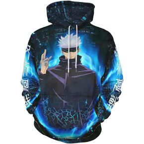 سويت شيرت بغطاء للرأس من Cosplay Life Jujutsu Kaisen، سويت شيرت بغطاء للرأس لشخصية مانغا أنيمي للجنسين للبالغين