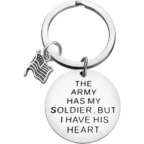 For Military Mom Wife Gift Keychain Deployment Gift Military Gift Air Force Gift for Husband Boyfriend The Army Has My Soldier,but I Have His Heart Key Chain Birthday Graduation Gift Army Keychain