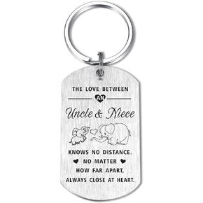 Levole Uncle Niece Gifts Uncle Keychain - Uncle Niece Quote Engraved Pendant Keyring Tags Present for Anniversary Birthday Graduation Christmas