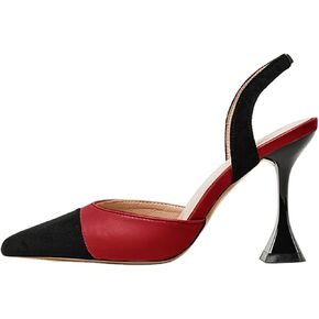 Coutgo Women's Slingback Pumps Pointed Toe Slip On Stiletto Heels Patchwork Dress Party Shoes in Kuwait
