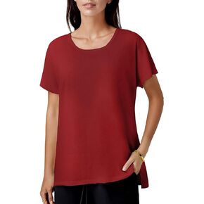 Amoretu Women Short Sleeve Shirts Crew Neck T-Shirts Loose Fit Basic Tees