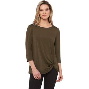 Rekucci Women's Super Soft Knit Top with Knot Detail and Sleeves