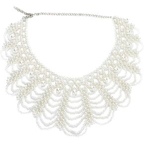 Vpang Detachable Blouse Fake Collar Elegant Pearl Beaded False Collar Choker Peter Pan Necklace in Kuwait