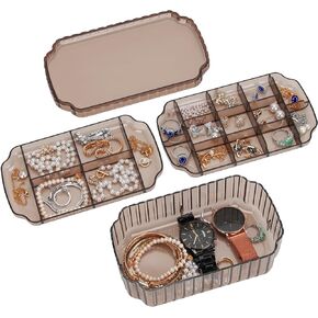 LETURE 3-Layer Jewelry Organizer Box for Earrings, Rings, Necklaces, Bracelets, Clear Plastic Bead Storage Containers for Crafts (Green)