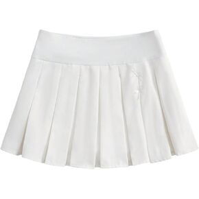 WDIRARA Women's Low Waist Pleated Skater A Line Mini Tennis Skirt Uniform Skirts