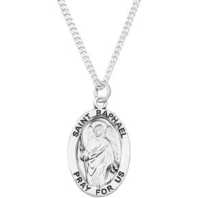 Rosemarie's Religious Gifts Sterling Silver Medal Pendant And Curb Chain Necklace, 24"