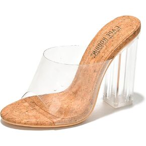 Cape Robbin Fusion Clear Chunky Block High Heels for Women, Transparent Booties for Women