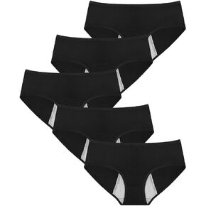 ETAOLINE Women's Period Panties Postpartum Underwear Menstrual Hipster Leakproof Briefs 5-pack Black in Kuwait
