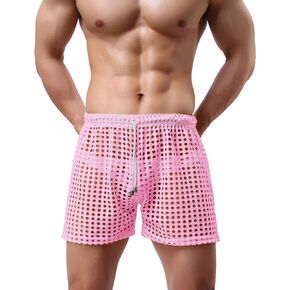 YOOBNG Mens Hollow Boxers Briefs Shorts Trunks See Through Underwear with Drawstring Breathable Workout Bulge Pouch
