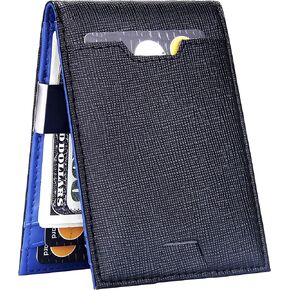 FEITH&FELLY Men Bifold Wallet with Money Clip - Leather Minimalist Front Pocket RFID Blocking