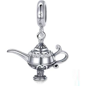 Aladdin Lamp Charm Authentic 925 Sterling Silver Charms Bead for Womens Bracelets Necklace Pendant