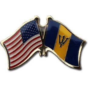 AES USA American & Barbados Country Flag Bike Hat Cap Lapel Pin