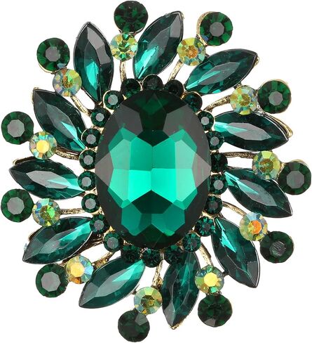 BriLove Austrian Crystal Rhinestone Gorgeous Oval Marquise Brooches for Women in Saudi Arabia