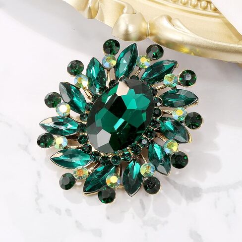 BriLove Austrian Crystal Rhinestone Gorgeous Oval Marquise Brooches for Women in Saudi Arabia