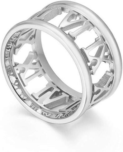 Elefezar Cut Out Roman Numeral Ring Stainless Steel Openwork Jewelry Wedding Band Gifts for Women in Saudi Arabia