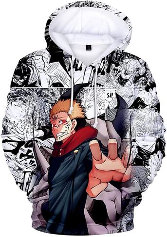 سويت شيرت بغطاء للرأس من Cosplay Life Jujutsu Kaisen، سويت شيرت بغطاء للرأس لشخصية مانغا أنيمي للجنسين للبالغين in Saudi Arabia