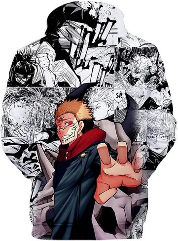 سويت شيرت بغطاء للرأس من Cosplay Life Jujutsu Kaisen، سويت شيرت بغطاء للرأس لشخصية مانغا أنيمي للجنسين للبالغين in Saudi Arabia