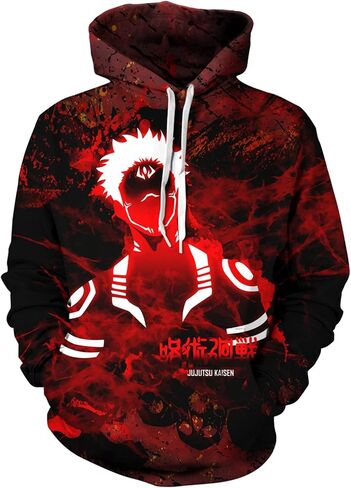 سويت شيرت بغطاء للرأس من Cosplay Life Jujutsu Kaisen، سويت شيرت بغطاء للرأس لشخصية مانغا أنيمي للجنسين للبالغين in Saudi Arabia