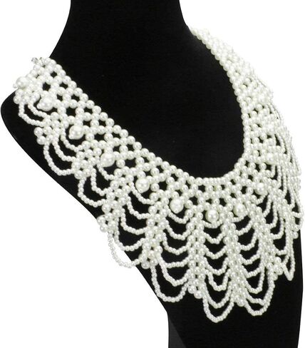 Vpang Detachable Blouse Fake Collar Elegant Pearl Beaded False Collar Choker Peter Pan Necklace in Kuwait