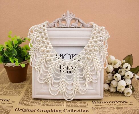 Vpang Detachable Blouse Fake Collar Elegant Pearl Beaded False Collar Choker Peter Pan Necklace in Kuwait