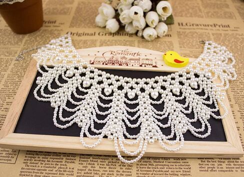 Vpang Detachable Blouse Fake Collar Elegant Pearl Beaded False Collar Choker Peter Pan Necklace in Kuwait