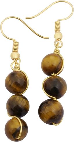 Nupuyai Stone Drop Earrings for Women, Wire Wrapped Triple Ball Beaded Dangle Hook Earrings for Ladies in Saudi Arabia