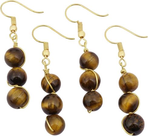 Nupuyai Stone Drop Earrings for Women, Wire Wrapped Triple Ball Beaded Dangle Hook Earrings for Ladies in Saudi Arabia