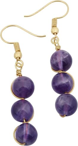 Nupuyai Stone Drop Earrings for Women, Wire Wrapped Triple Ball Beaded Dangle Hook Earrings for Ladies in Saudi Arabia
