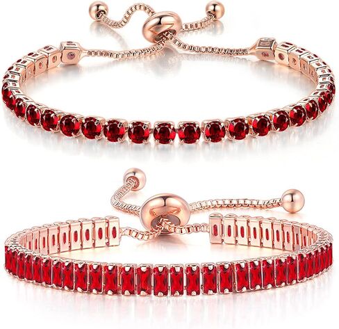 2Pcs Set Cubic Zirconia Crystal Classic Tennis Chain Adjustable Wide Thin Wrap Bracelets for Women Girls Gifts Jewelry Colorful Sparkling Shiny Dainty Elegant Statement in Saudi Arabia