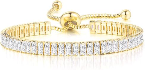 2Pcs Set Cubic Zirconia Crystal Classic Tennis Chain Adjustable Wide Thin Wrap Bracelets for Women Girls Gifts Jewelry Colorful Sparkling Shiny Dainty Elegant Statement in Saudi Arabia