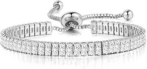 2Pcs Set Cubic Zirconia Crystal Classic Tennis Chain Adjustable Wide Thin Wrap Bracelets for Women Girls Gifts Jewelry Colorful Sparkling Shiny Dainty Elegant Statement in Saudi Arabia