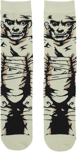 Bioworld Universal Monsters Mummy Men’s White Animigos Crew Socks, Multicolored, One size in Kuwait