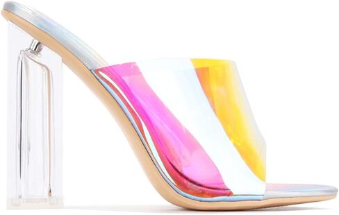 Cape Robbin Fusion Chunky Block High Heels for Women, Transparent Booties for Women in Saudi Arabia